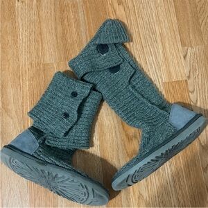 Ugg Cozy Knit Button-Up Boots - gray Size 9